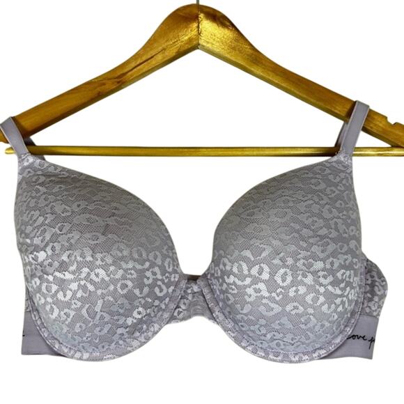 Victoria’s Secret Wear Everywhere Push Up Bra 36D Purple Leopard Print Sexy - Picture 1 of 5